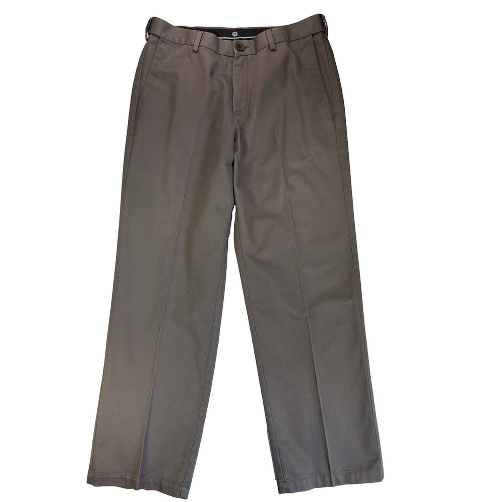 Haggar Men's 33X30 Classic Fit Gray Twill Dress Pants Preppy Career Office